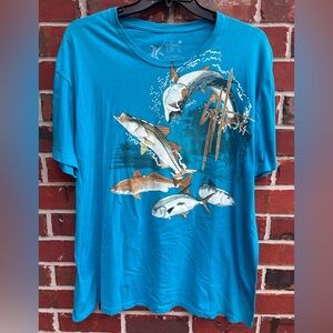 Guy Harvey Mens Blue Short Sleeve Graphic Saltwater Fish Print 2XL T-Shirt B-3